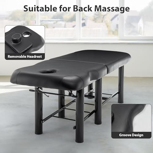 Professioanl Massage Table w/Adjustable Backrest for Treatment Table Spa Facial Bed Barber Beauty Equipment, Metal Frame PU Leather, Removable Headrest Salon Bed, Black - Image 6