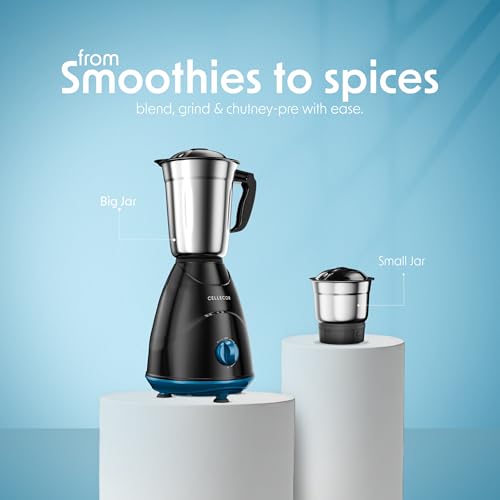 Image of CELLECOR CMG50BK Smashh Mixer Grinder 500W | 3 Speed Control | 19000 RPM