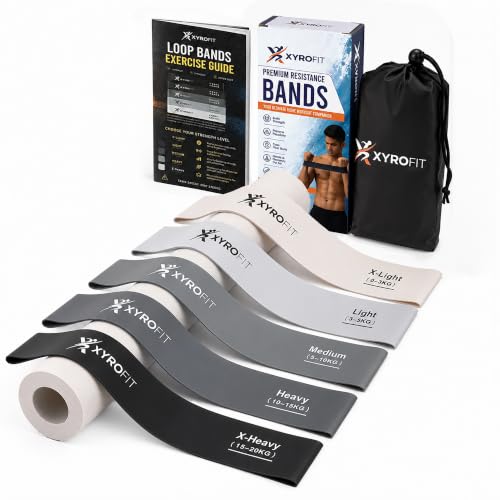 Image of Resistance Bands Set of 5 | 100% Natural Rubber | Loop Bands | Resistance Bands for Workout, Yoga, Strength Training & Stretching | Glutes, Legs, Hips and Booty Bands for Women and Men