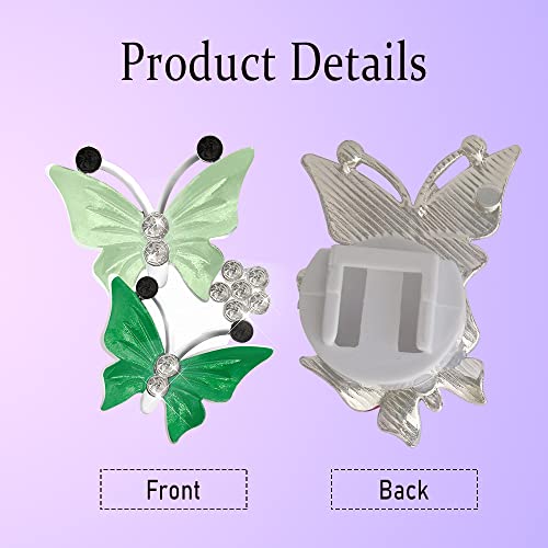Image of 2PCS Air Vent Clip, Dual Butterfly Rhinestone Air Conditioning Outlet Clip, Cute Car Vent Clips Decorations, Sparkly Bling Car Interior Accessories for Women Girl (Green)