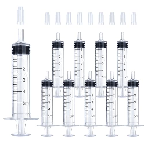 5ml Syringe for Liquid, Oral, Scientific Labs, Measurement, Dispensing, with Cap- 10 Pack 5ml Syringes