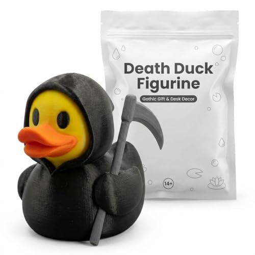 Death Duck Collectible Figurine - Gothic Grim Reaper Design for Unique Desk Decor and Gift Display - 3D Printed in Canada