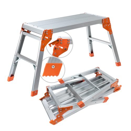 Craftfull Plateforme de Travail CF-107A | Échafaudage de 3 étapes - Échelle en Aluminium - Pliable - Jusqu'à 150 kg - Plateforme de Travail avec échafaudage -...