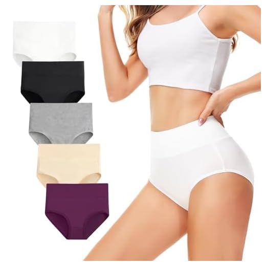 TUUHAW Braguita de Talle Alto Algodón para Mujer Pack de 5 Culotte Bragas de Cintura Alta Cómodo Talla 1 M