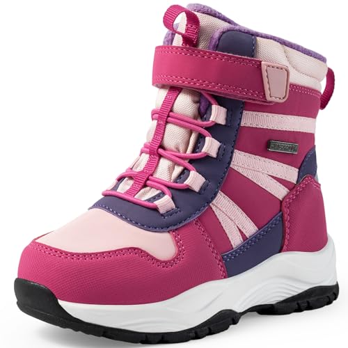Harvest Land Kids Waterproof Winter Snow Boots for Girls & Boys - Lightweight Non-Slip Warm Outdoor Hiking Shoes High top Purple 10
