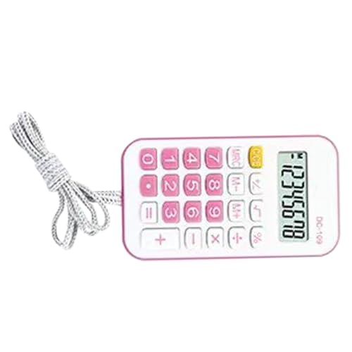 RASTKY Mini Calculadora Portátil de Bolsillo, Simple, a la Moda, para Estudiantes, Suministros de Oficina con Cuerda, Material ABS Duradero (Pink)