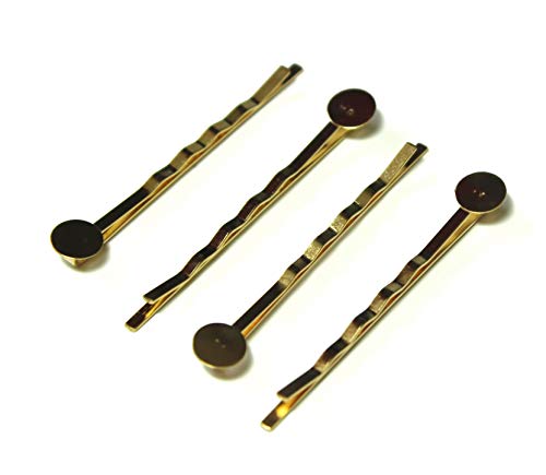 Bobby Pins Hair Clips with Glue On Flat Pads for DIY (KC Gold 55mm - 50pcs) image 5