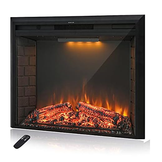 Masarflame 40'' Electric Fireplace Insert, Retro Recessed Fireplace Heater with Fire Cracking Sound, Remote Control & Timer, 750/1500W, Black