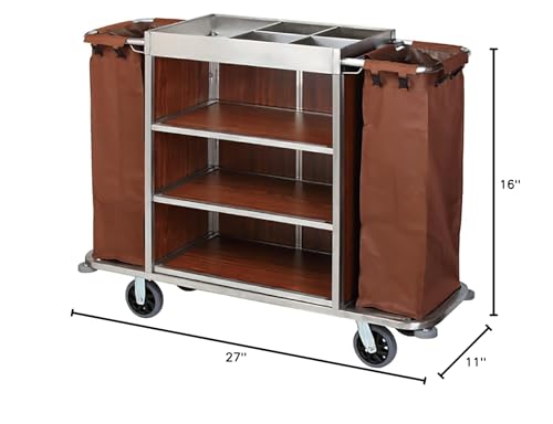 Image of Replacement Janitorial Cart Bag, High Capacity Waterproof Thickened Housekeeping Commercial Janitorial Cleaning Cart Bag with 8 Strong Buckle - 15 x 11 x 33 inches (26 Gallon)
