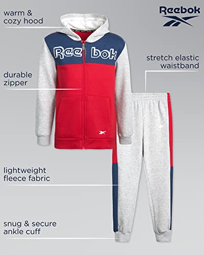 Reebok Boys’ Sweatsuit – Active Fleece Zip Hoodie Sweatshirt and Jogger Sweatpants (4-12), Size 8, L