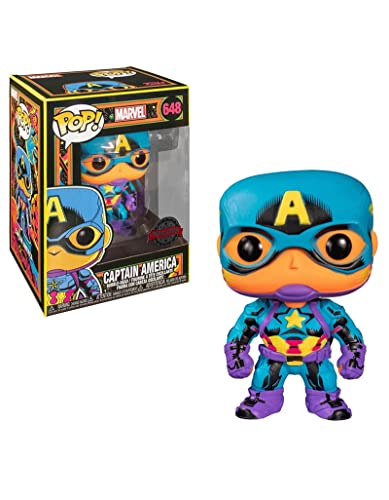 Funko POP! Marvel: Black Light - Captain America - Marvel Comics - Figuras Miniaturas Coleccionables Para Exhibición - Idea De Regalo - Mercancía Oficial - Juguetes Para Niños Y Adultos