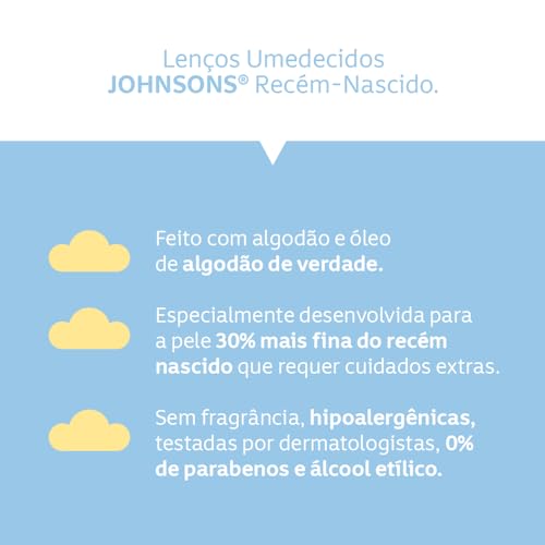 Lenços Umedecidos JOHNSON'S® Baby Recém Nascido, 48 unidades