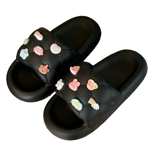 Cute Pillow Slippers for Women Sweet Pink Kawaii Thick Sandals Bathroom Open To Slides Non-Slip Shower Shoes