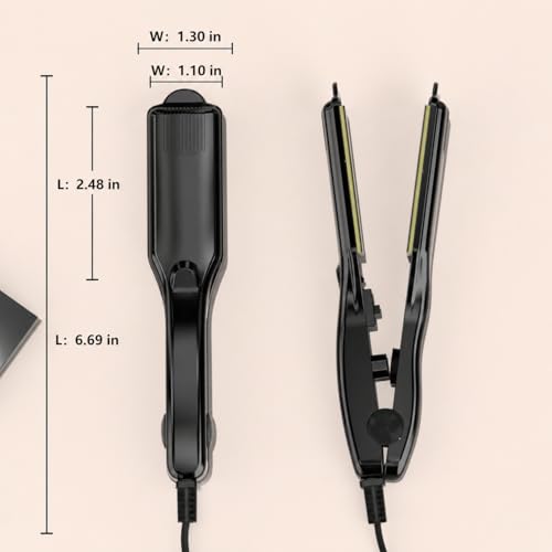 Plancha para el cabello con placas de titanio, calentamiento rápido en 30 segundos, temperatura constante, herramienta portátil para uso en salón y en casa miniatura 7