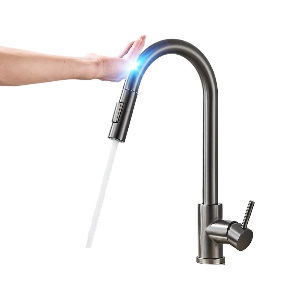 Kitchen Tap Pull Out Sensor Black Kitchen Faucet Sensitive Touch Control Faucet Mixer For Kitchen Touch Sensor Kitchen Mixer Tap Tap (Color : Gun Gray)