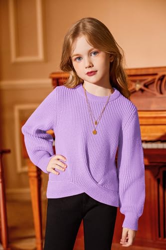 Image of Arshiner Girl's Sweaters Kids Twist Front Cute Pullover Knitted Jumper Fall Winter Clothes