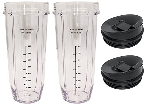 Blendin 32 Ounce Cup With Sip N Seal Lids - Replacement Jar Compaible With Nutri Ninja Auto-Iq 1000W And Duo Blenders - Premium Blender Cups Replacement (2 Pack) #TOP4