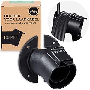 GRAFT laadkabel type 2 muurbeugel | muurbeugel voor elektrische auto’s met IEC 62196-2 stekker | Accessoires voor Type 2 Wallbox-laadstation inclusief diefstalbeveiliging voor kabel en oplader