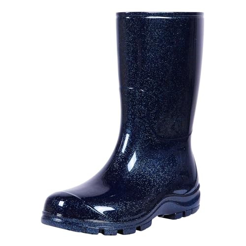 Asgard Women's Mid Calf Rain Boots Short Rubber Boots Waterproof Garden Shoes Starry Blue 39 (8.5)