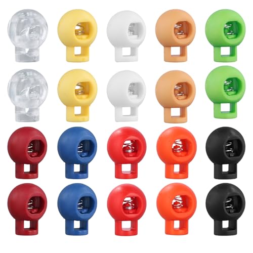 Lunaanda 20 Piezas Cerradura Cordon Colorido, Agujeros Cierre De Cordón, Hebilla de Resorte de Plástico, Cierre de Cuerda con Resorte, Tope Cordón Redondo, para Ropa, Mochila