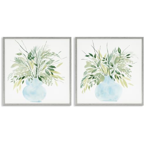 'Herbal Plants Watercolor Vase'| 2pc Framed Giclee Art Set 2