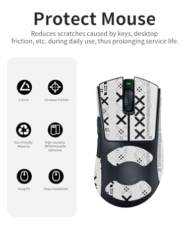 toergy 1 lot de bandes antidérapantes pour Razer DeathAdder V4 Pro, résistant à la transpiration, facile à utiliser, design autocollant, kit de mise à niveau de souris professionnel, motif imprimé en