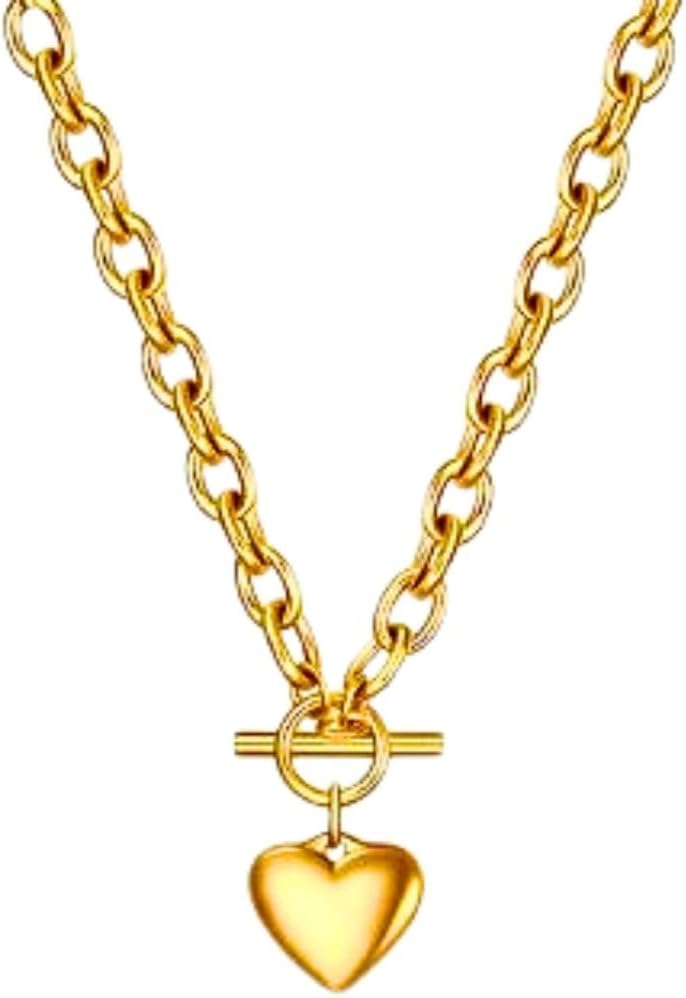 G&L Collectives Gold Plated Toggle Heart Pendant Necklace | 18k Gold Plated | Elegant Everyday Jewelry
