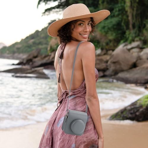 Funda para cámara Instax Mini 41 en cuero PU gris miniatura 6