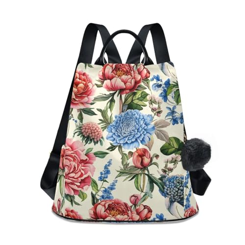 Sac à dos femme motif floral pivoine élégant et sécurisé pour votre quotidien actif