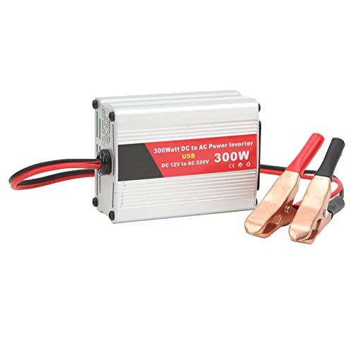 Modified Sine Wave Inverter Peak 300W Car DC 12V to AC Converter for Laptops Cell Phones Lamps (Battery Clip Style)