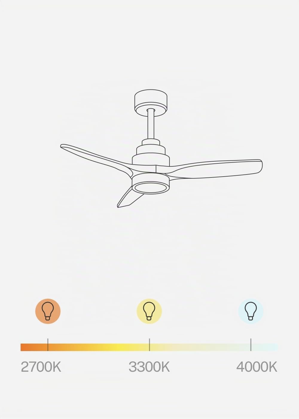 CREATE / WINDSTYLANCE S/Ventilateur plafond ABS blanc lumière pales effet bois clair avec télécommande/Silencieux, Ø112 cm, 6 vitesses, été-hiver, moteur DC
