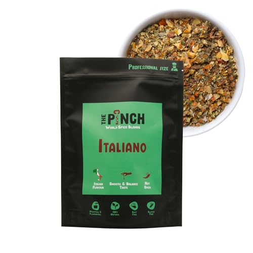 THE PINCH Italiano XL Sazonador Sin Sal y 100% Natural - Sabor Auténtico para Pasta, Bruschettas, Ensaladas, Verduras Asadas y a la Parrilla. Fácil de usar y saludable. Paquete 400g.