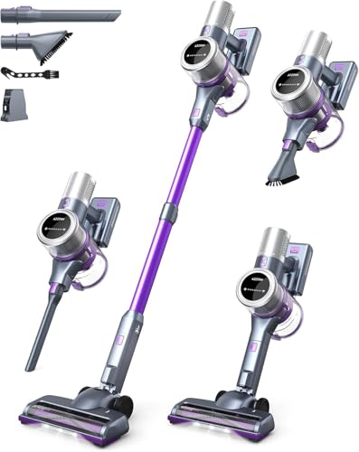 MIUZZY 40000Pa/55Min Aspirateur sans Fil, 10-en-1 Aspirateur Balai avec Batterie 4000mAh, Aspirateur Autonome avec Écran Intelligent et Brosse Anti-emmêlement pour Sols Durs, Tapis et Poils d'animaux