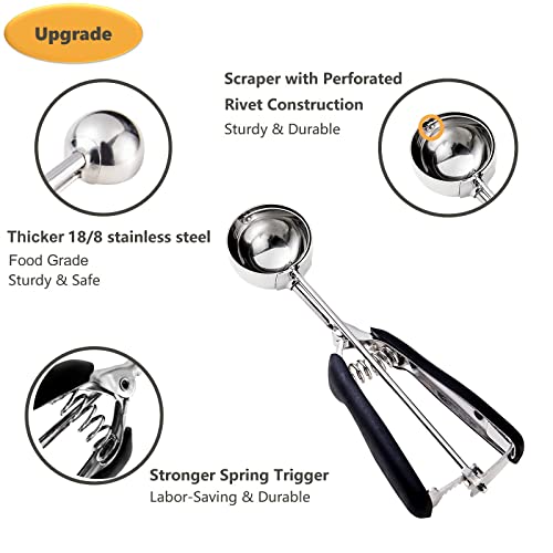 Cookie Scoop Set, 3Pcs Ice Cream Scoop, Cookie Scoops For Baking Set Of 3, 18/8 Stainless Steel Cookie Scooper For Baking, Ice Cream Scooper With Trigger Release, Cookie Dough Scoop With Non-Slip Grip #TOP3
