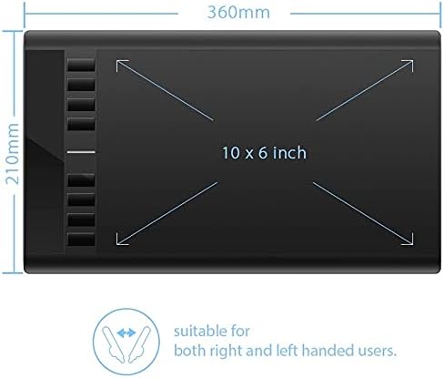 Tableta gráfica de dibujo de 12 pulgadas con 8 teclas rápidas, lápiz sin batería y área activa de 10 x 6 pulgadas para diseño artístico miniatura 2