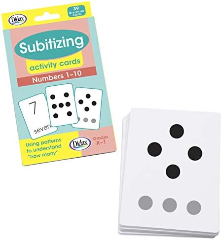 Didax 211015 Subitizing Dry-Erase Activity Cards, Numbers 1 to 10, White, Medium, Set of 39