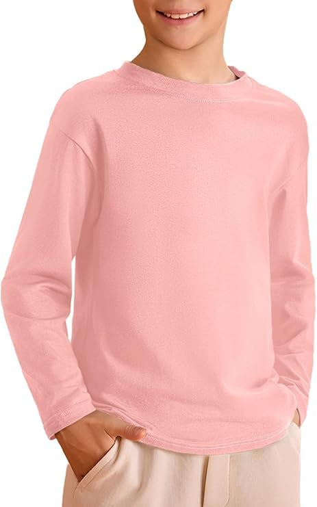 Haloumoning Chemise pour enfant à manches longues, col rond, uni, basique, à manches longues,...