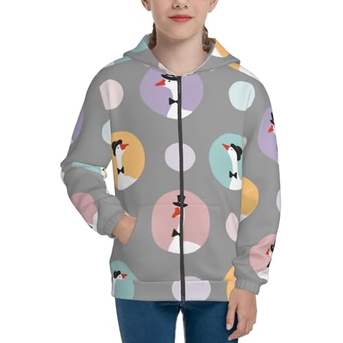 Cute Geese Kids Pullover Hoodies Boys Zip Up Sweatshirts Girls Athletic Clothes with Pocket3