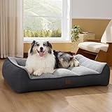 Bedsure XL Orthopedic Dog Beds Large Sized Dog - Extra Thick Supportive Dogs Couch with Waterproof Washable Cover, Extra Large Comfort Pet Bed Sofa with Soft Plush Sherpa and Nonskid Bottom, Grey, 42"