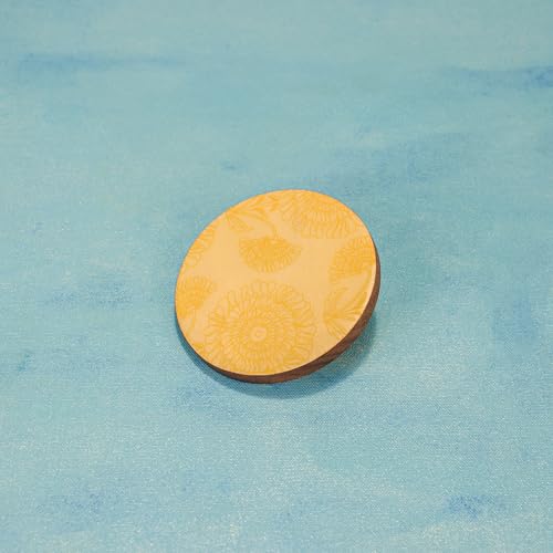 Image of Ireka Home Golden Bloom Coaster Set | Pack of 4 | Acacia Wood with Yellow Floral Enamel, Coffee Table Decor, Modern Cup Coaster for Kitchen, Coffee Cups, Mugs & Glasses