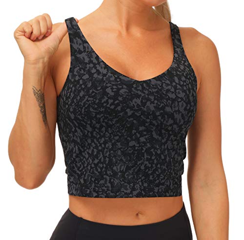 Top esportivo feminino longo sem aro acolchoado suporte médio sutiã yoga academia corrida corrida tr