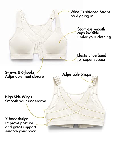 Image of DELIMIRA Women's Front Closure Posture Wireless Back Support Full Coverage Bra