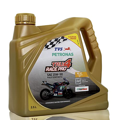 Image of Petronas TVS Tru4 Race Pro 4T SAE 15W-50 Fully Synthetic Sports Engine Oil For Bike By Riders Lubricants (2.5L)