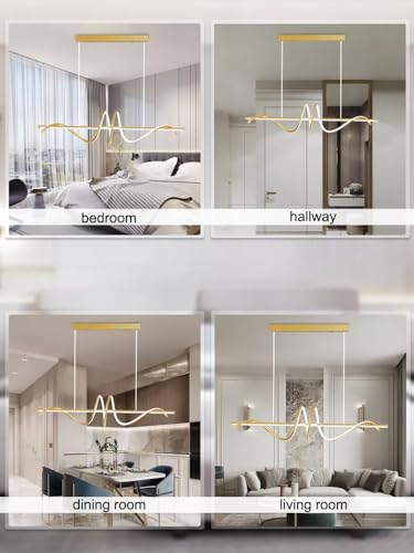 Lustre espiral moderno LED 99.1 cm ouro linear luz pendente acima da sala de jantar (temperatura de