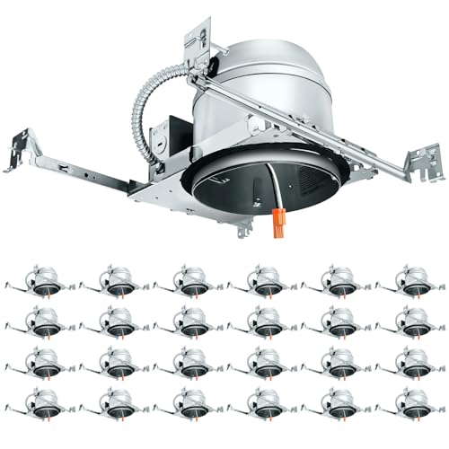 MW Lighting 24 Pack 6 inch Recessed Lighting Housing Can Light New Construction, Air Tight Ceiling Can with TP24 Connector 120-277V, IC Rated, UL, ETL Listed