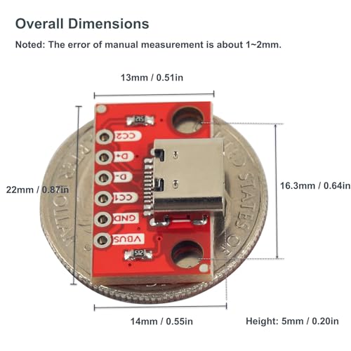 10 piezas conector hembra USB Tipo C placa breakout miniatura 6
