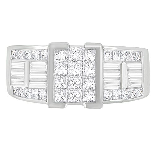 Original Classics 14K White Gold Princess and Baguette Cut Diamond Ring (2.00 Cttw, G-H Color, VS1-VS2 Clarity) - Size 6-3/4
