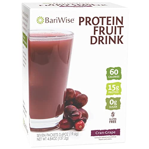 BariWise Protein Fruit Drink, Cran-Grape - 0g Fat, 0g Sugar, 60 Calories, 15g Protein (7ct) BariWise Protein Fruit Drink, Cran-Grape - 0g Fat, 0g Sugar, 60 Calories, 15g Protein (7ct)