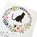 Black Cat Floral Wreath Sympathy Card | Handmade 5x7 Pet Condolences Greeting | White Base