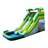 JumpOrange 12ft Safari Inflatable Water Slide with Pool- 20ft Long Commercial Grade 15oz PVC Vinyl, Wet or Dry Front Load Entry for Easy Supervision, Includes Blower, Backyard Fun, Home & Rental Use
